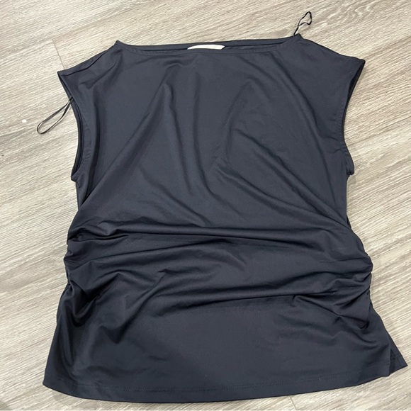 H&M Black Sleeveless Women's Top Large Gathered - Picture 2 of 5